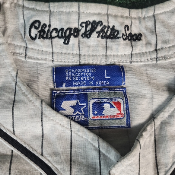 Vintage Starter Chicago White Sox MLB Pinstripe Baseball Jersey Large Gray Sewn. - Picture 4 of 8